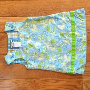 Hartstrings 2T Toddler Girl Reversible Dress Seahorse Starfish Beach Plaid